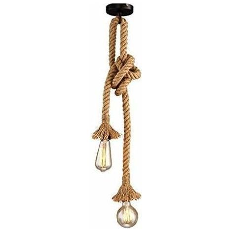 Lampadario a doppia testa in corda E27, presa stile vintage, lampada industriale creativa DIY regolabile per soggiorno, caffè, ristorante e atrio (giallo, 2m a doppia testa) (1/4)