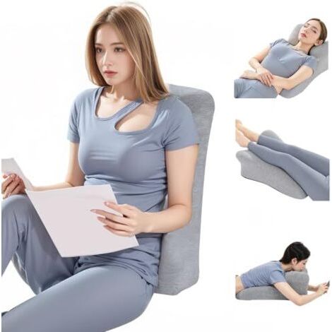 Oreiller de lit cale multifonctionnel, oreiller de soutien pour s'asseoir au lit, lire, dormir, soutien des jambes (1/5)