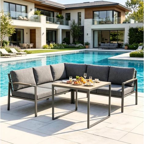 Set da giardino modulare 183x183x72 cm in metallo grigio scuro FLORAGRACE (1/5)