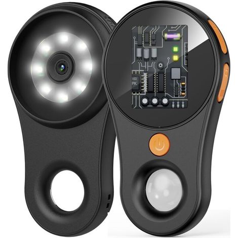 Fixed-focus digital macro microscope, portable magnifier, 2.0-inch color screen, 200W pixels, 500x magnification, 8 built-in LEDs, rechargeable battery, compatible with Windows, Mac OS (no (1/5)
