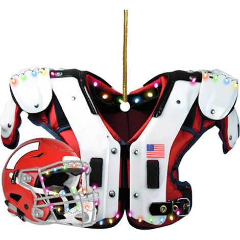 Pendentif Arbre De Noël - Pads D Épaule Et Casque De Baseball - Décoration Plate Pour Arbre - Lot De 1