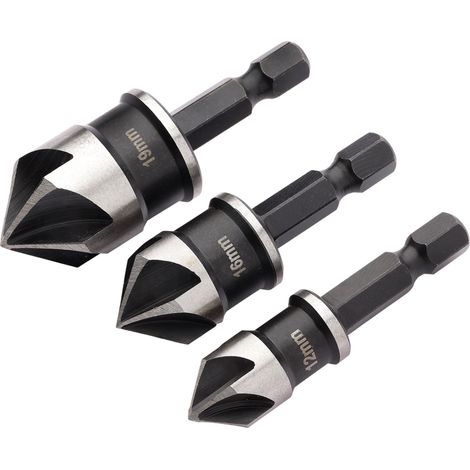 Draper 3-Piece Countersink Set (Model 12430) - High-Quality Metal Drill Bit Kit for Precise Countersinking