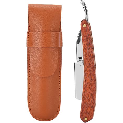 Rasoir Manuel Professionnel pour Hommes avec Manche en Bois et Porte-Lame Pliable (Sans Lame) (1/5)