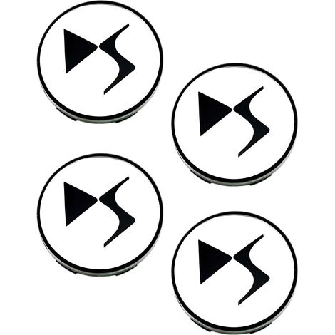 Pièces Auto 60mm Cache Moyeux pour Citroen DS3 DS4 DS6, Enjoliveurs de Roue Capuchon Centre Accessoires Extérieurs Voiture 3D Logo Noir (Argent (Fond Noir)) (1/4)