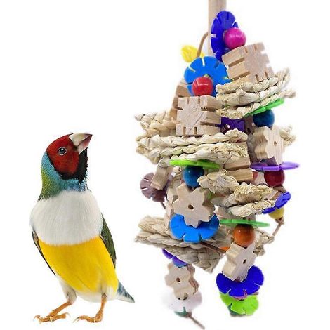 Jouet à mâcher pour perroquet (35 x 18 cm), idéal pour les oiseaux en cage. Accessoires pour perroquets. (1/2)
