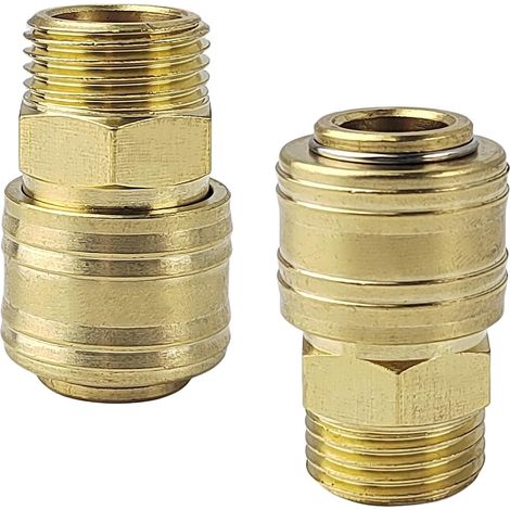 2 Pièces Raccord rapide, 1/2 pouce, Laiton, Résistant corrosion, Système air comprimé (1/5)