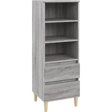 Aparador buffet cómoda mueble almacenaje organizador cocina salón salón alto Sonoma 40 x 36 x 110 cm madera contrachapada gris 020035358