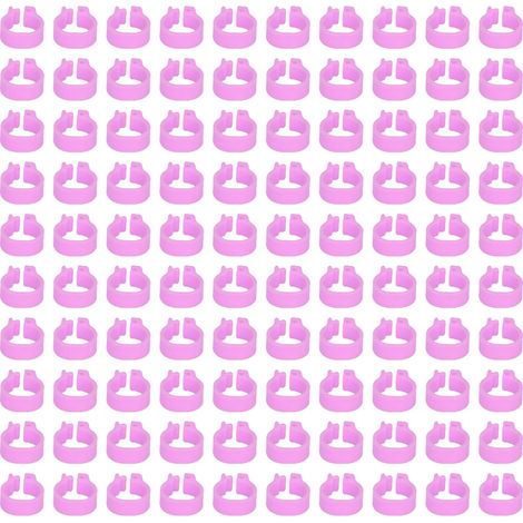 100 bagues de patte de pigeon de 8 mm pour identification, bagues de patte de volaille, sans inscription, accessoires pour pigeons, rose (1/5)