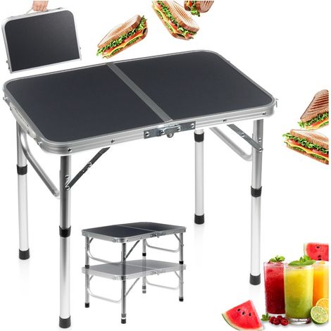 Mesa plegable de camping, mesa extensible de camping, mesa de jardín, 2 en 1, 60x40cm (1/5)