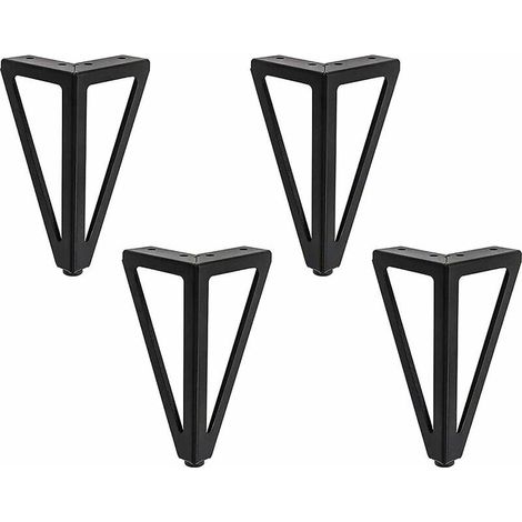 Lot de 4 pieds de meubles de rechange, 15 cm, triangulaires, noirs, pieds de tables de bricolage
