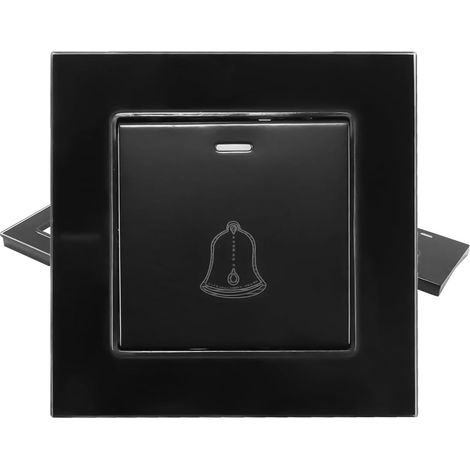 Interrupteur Sonnette - 1 Unité - Verre Trempé Noir - Bouton Poussoir Étanche - Maison Hôtel - 86x86mm (1/5)