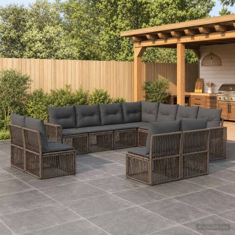 Set Divano da Giardino 11 pcs Grigio e Grigio Scuro polyrattan vidaXL (1/5)
