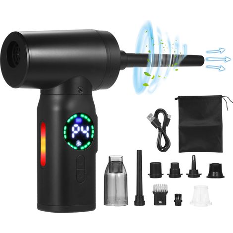 Dépoussiéreur à air comprimé avec écran numérique, moteur sans balais, 120 W, 110 000 tr/min, 7 500 mAh. Nettoyeur à air comprimé électrique, remplace la bombe aérosol, idéal pour le nettoyage d'ordin (1/5)