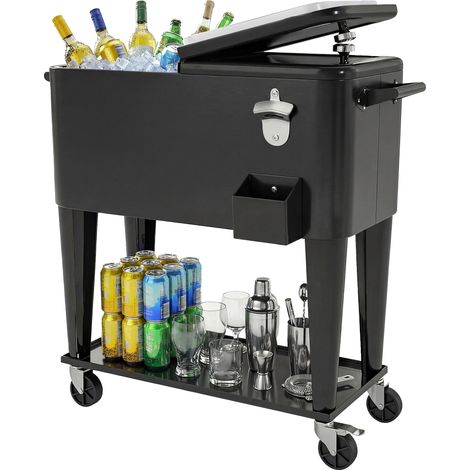 Porte bouteilles frigo 76L avec ripiano, apribottiglie, raccoglitore tappi, plastique acier, 91x39x84,5 cm, noir