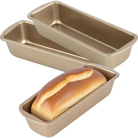 3 Pcs Moule Pain De Mie,27.5 x 9,5 x 23,6 Petit Moule a Cake,Moule à Pain Antiadhésif en Acier au Carbone, oule à Cake Rectangulaire,Idéal pour moule à pain rectangulaire,Moule à gâtea (1/5)