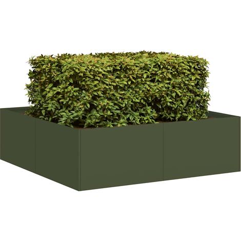 Pflanzkübel Olivgrün 100x100x30 cm Stahl