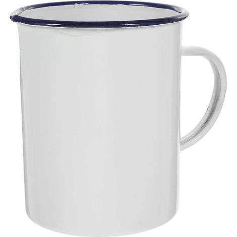 Emaillebecher, Vintage-Emaillebecher, Handbecher, exquisiter Wasserbecher, Campingbecher-16.00X14.00X10.50CM-White (1/4)