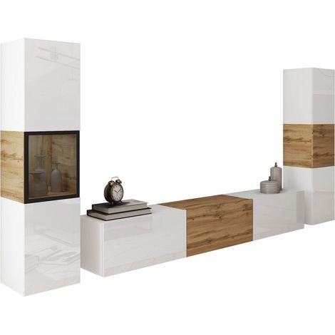 Ensemble de salon Sarasota 193, Blanc + Chêne wotan (1/5)