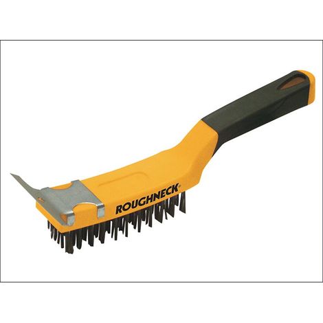 Carbon Steel Wire Brush Soft Grip with Scraper 300mm (12in) - 4 Row ROU52042 (1/2)