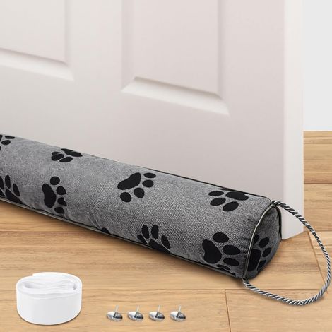 Boudin de Porte Isolant Froid, Bas de Porte Anti Courant d'Air avec Boucles de Suspension, étanchéité Fenêtre Joint de Portes D'entrée pour Bloqueur de Bruit (Empreinte) (1/5)