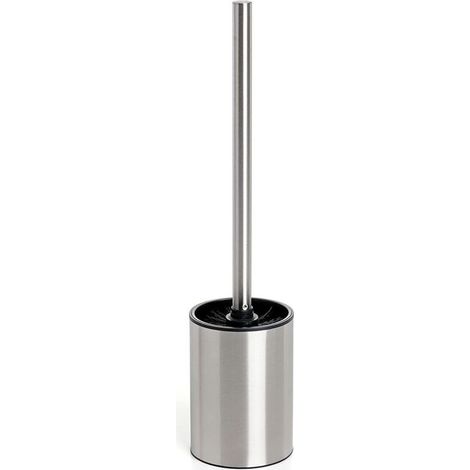 Brosse WC Satin, Faite d'acier Inoxydable, Seau intérieur en polypropylène, Brosse Noire, sans BPA, Métallisé. Mesures 9 x13x 38 cm (1/4)