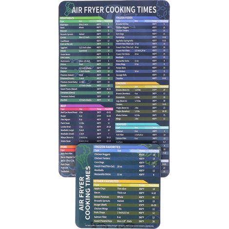 Lot de 2 feuilles magnétiques pour la cuisson des aliments : tableau des temps de cuisson, guide de référence rapide, accessoire pour friteuse. (1/5)