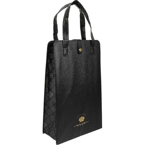 Coffret à vin en cuir réutilisable, sac cadeau pour bouteille de vin rouge-35X22X10CM-Black 2