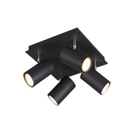 Plafoniera Soffitto Interno Quadrata 4 Faretti Spot Nero Marley GD Trio (1/5)