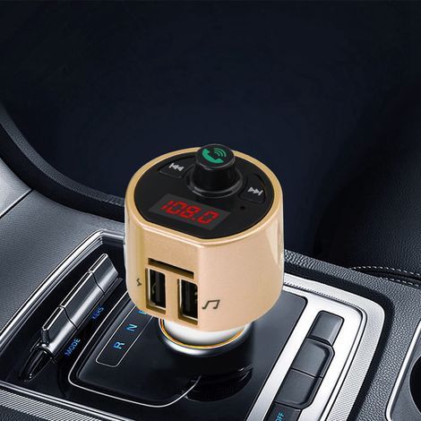Émetteur FM Bluetooth pour Voiture avec Double Port USB et Lecteur MP3 (Couleur Doré) (1/5)