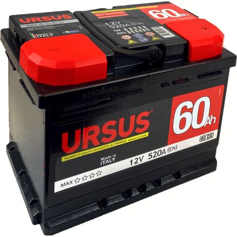 Batteria auto veicoli scuotiolive abbacchiatore 60a ah 12v polo positivo destro ur