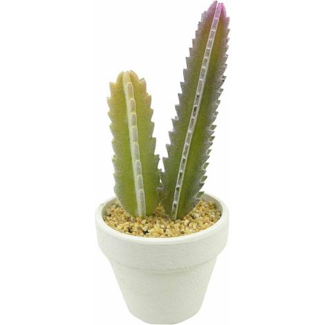 Plante Artificielle en Pot 1 Tige "Cactus" 22cm Blanc