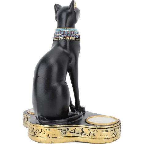 Bougeoir chat égyptien décoratif en résine, bougeoir chat égyptien, porte-bougie chauffe-plat romantique et raffiné pour salon ou bureau (1/5)