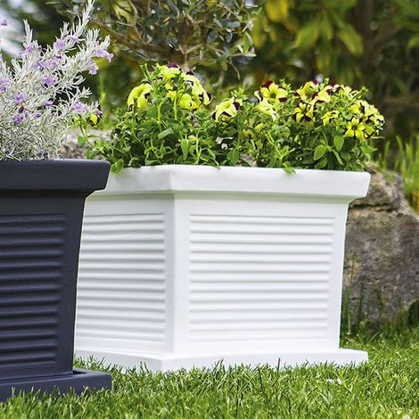 Vaso in Polimero Monacis Quadro Millerighe Bianco cm 40 (40X40X33h) (1/5)