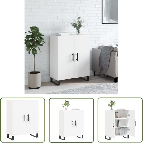 The Living Store Buffet blanc 69,5x34x90 cm bois d'ingénierie - Buffet - Armoire - Meuble De Rangement - Mobilier - Cuisine (1/5)