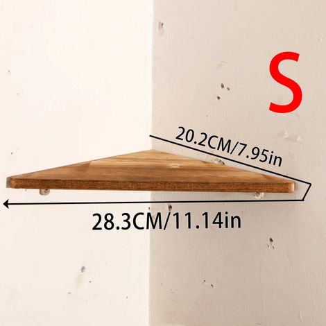 (Étagère murale MS7086) Étagère flottante en bois couleur anthracite, étagère murale triangulaire, présentoir, étagère de rangement d'angle, porte-pot de fleurs, décoration intérieure, cadeaux (1/5)
