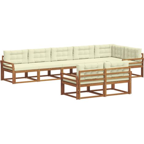 Outdoor Sofa Set with Cushion 8 pcs Natural and Cream vidaXL