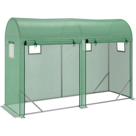 easycomfort serra tunnel da giardino per piante e orto, serra da balcone con 2 porte avvolgibili e 4 finestre, copertura in pe struttura in acciaio, 3x1x2m (1/5)