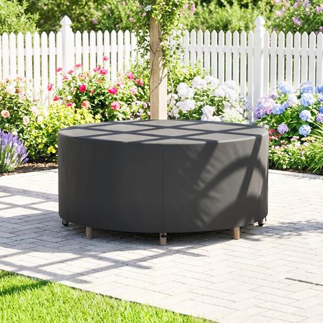 Housse de protection pour mobilier de jardin, résistante à l'hiver, imperméable et anti-UV, en tissu Oxford 420D, Ø 214 x 70 cm (H), noire (1/5)