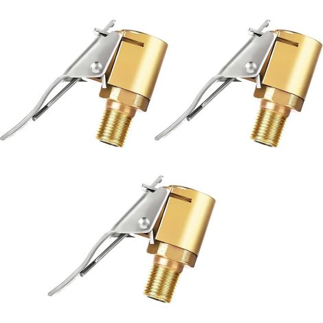 3 Piece Car Tyre Valve Adapter, Car Tyre Inflator and Bicycle Pump Tip, Universal Brass Connector for Quick and Waterproof Tyre Inflating (1/5)