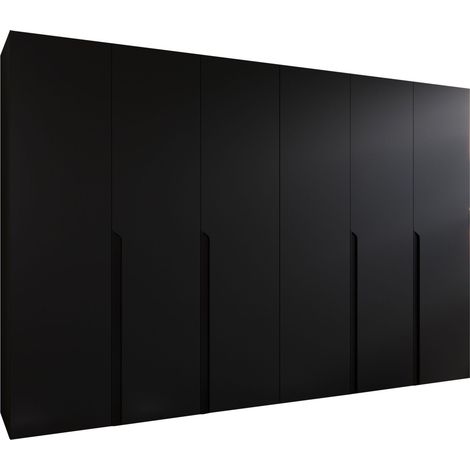 Armoire Hartford 583, Noir, 202x300x52cm, Portes d'armoire: Avec des charnières, Nombre d'étagères: 0