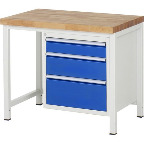 Rau Werkbank höhenverstellbar 8159A1, B1000xT700xH840-1040mm, 3x Schublade-TA (1/5)