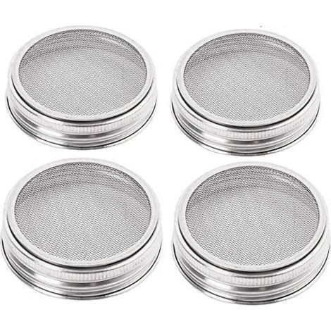 Lot de 4 grands couvercles en acier inoxydable avec bonne aération pour germination de graines biologiques dans votre cuisine (1/5)
