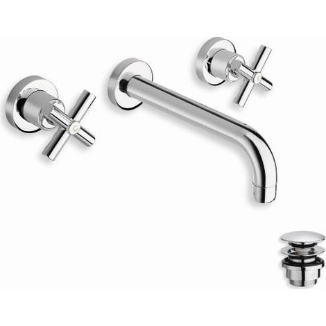 LAVABO EXECUTIVE MURAL 3 TROUS SAILLIE 225 CHROME + Vidage - CRISTINA ONDYNA EV24151