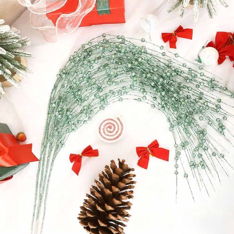 Rameau Artificiel De Baies Brillantes - Guirlande Décorative Pour Arbre De Noël Et Couronne - Longueur 100 Cm - Vert - Lot De 1 (1/5)