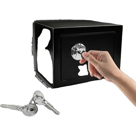 Caja fuerte de seguridad, acero Q235 duradero, diseño portátil, color negro. (1/2)