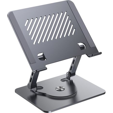 Supporto regolabile per laptop, rialzo per laptop, supporto pieghevole per laptop da 11 a 17 pollici, base girevole a 360°, acciaio al carbonio, grigio (1/5)