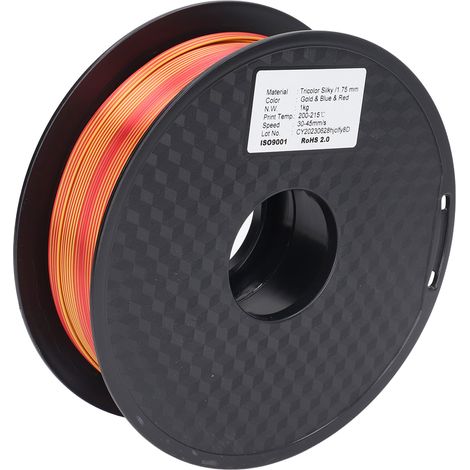 Filament PLA souple de 1,75 mm, or, bleu, rouge, enroulé avec soin, pour imprimante 3D. (1/5)