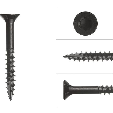 Vis noires galvanisées 6 x 50 mm Torx 25 avec pointe anti-fendage (1/2)