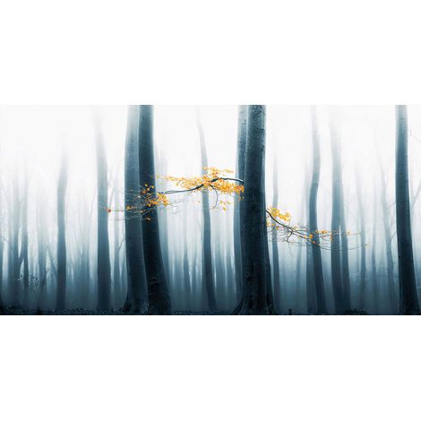 Papier peint panoramique paysage hivernal | Tapisserie panoramique arbre pour bureau | Papiers peints panoramique forêt original - 250 x 500 cm (5 pièces) (1/2)
