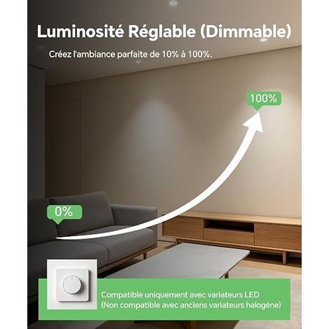 Spot LED Encastrable 5W, Spot LED Extra Plat Ø68mm à 80mm, Blanc Chaud 2700K Blanc Neutre 4000K Blanc Froid 6000K Réglable, Spot Salle De Bain pour Salon Cuisine (1/4)
